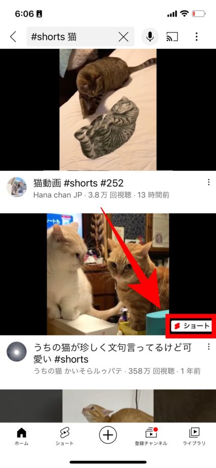 YouTube 検索された動画を見ると、ショート動画が抽出されていることがわかります。の画像