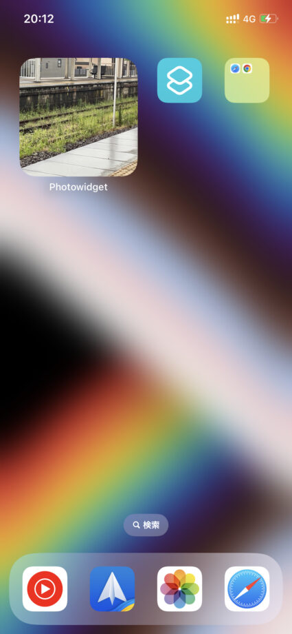 Photowidget　これで、ホーム画面に複数の写真が表示される写真ウィジェットを配置できました。の画像