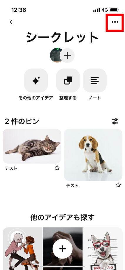 ピンタレ　2.画面右上の「…」をタップします。の画像