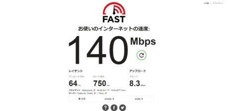 ドコモのhome 5Gのスピードテスト結果