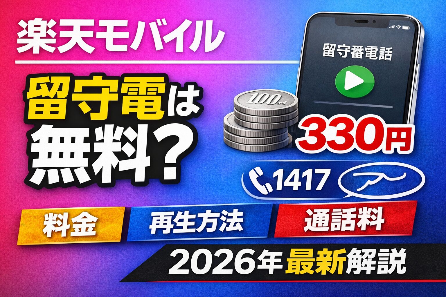 楽天モバイルの留守電は無料？料金・再生方法・通話料まで2026年最新解説のサムネイル画像