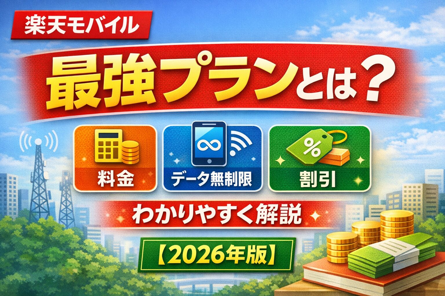 Rakuten最強プランとは？料金・無制限の仕組み・割引をわかりやすく解説【2026年版】のサムネイル画像