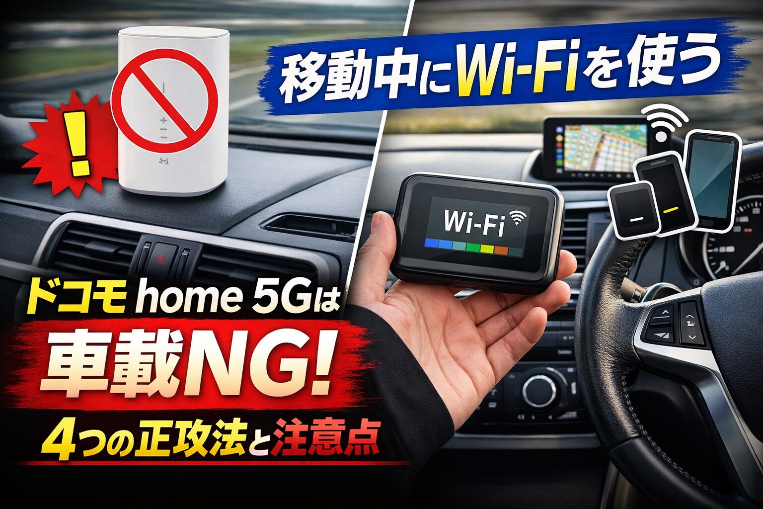 ドコモ home 5Gは車載NG！移動中にWi-Fiを使う4つの正攻法と注意点のサムネイル画像