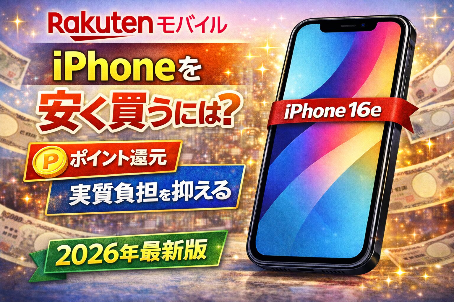 楽天モバイルのiPhoneが安くなる仕組みと最新キャンペーンの見つけ方【2026年版】のサムネイル画像