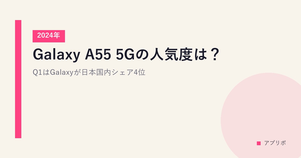 Galaxy A55 5Gの人気度は？2024年Q1はGalaxyが日本国内シェア4位。のサムネイル画像